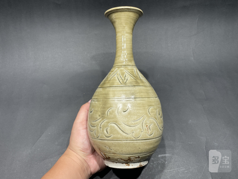 明 耀州刻花玉壶春瓶 - 图3